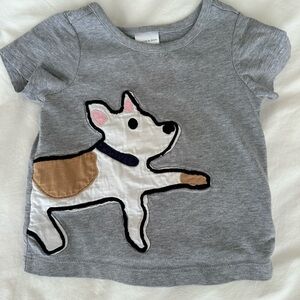 Hanna Andersson Gray Tee with Dog Appliqué